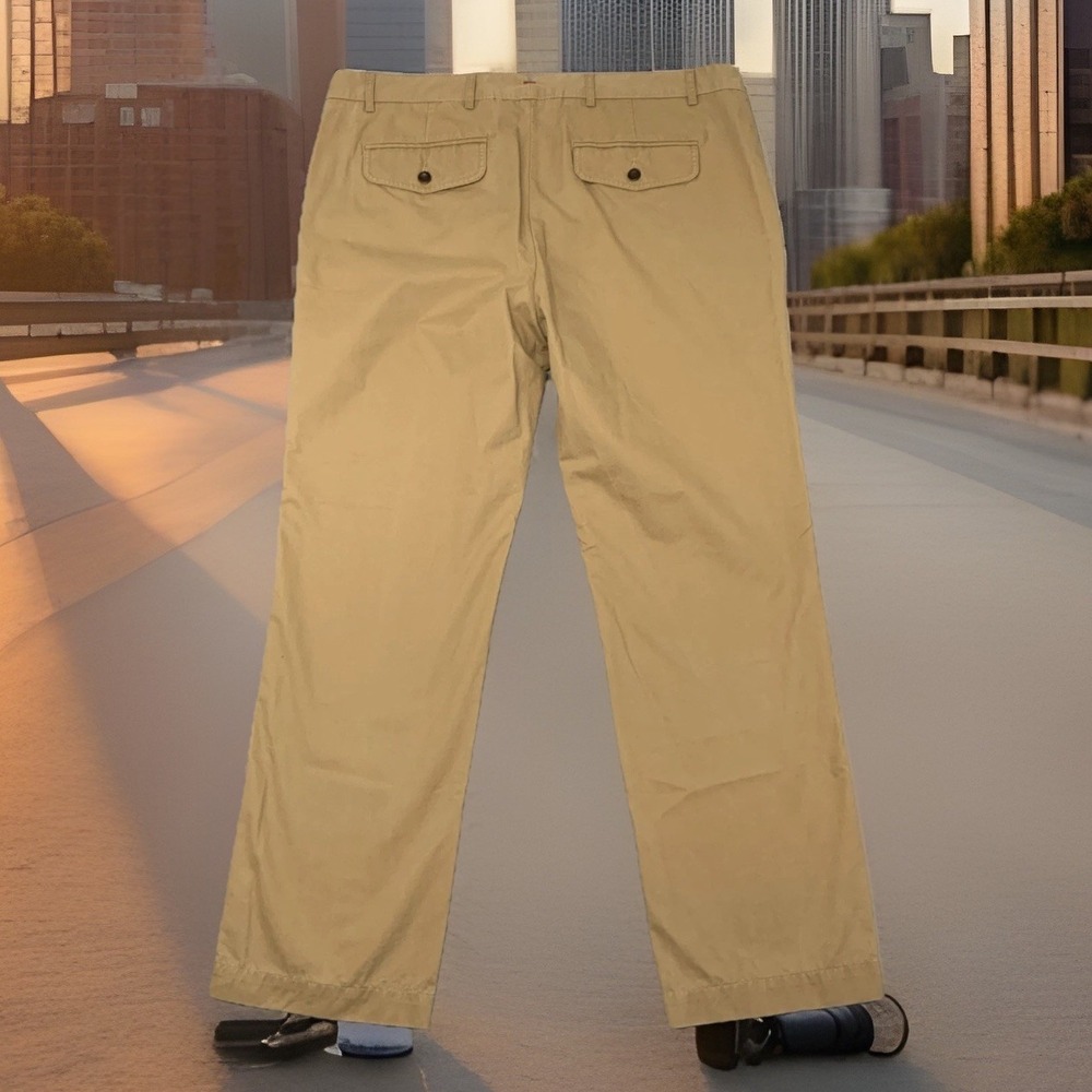 Daniel Cremieux Signature Collection Tan Flat Front Pant Size 38X30 Cotton Chino
